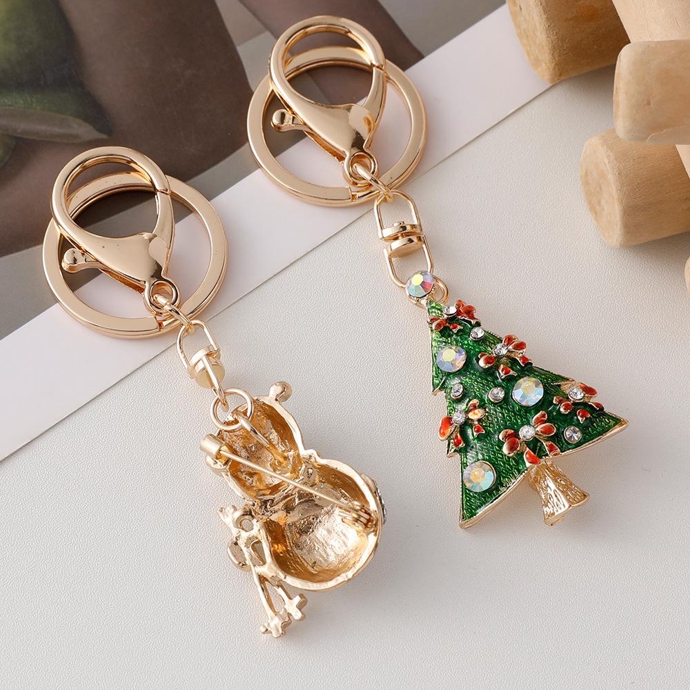 European and American Christmas Series Keychain Cute Christmas Tree Dripping Metal Pendant Christmas Decoration