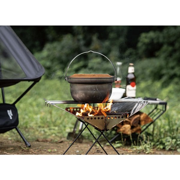 CaptaIn Stag CaptaIn Stag Uh 4124 [campIng Fire Pot With Wooden Lid 18cm StaInless Steel Made In Japan Made In Tsubame Sanjo]