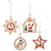 Festive Christmas Wooden Ornaments Set Of Twelve Including Santa And Snowflakes