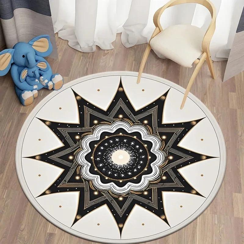 Galaxy Vortex Holographic Horizon Round Carpet, Metaverse Simulated Sci-Fi, Game Room Carpet, Computer Desk & Chair Floor Mat