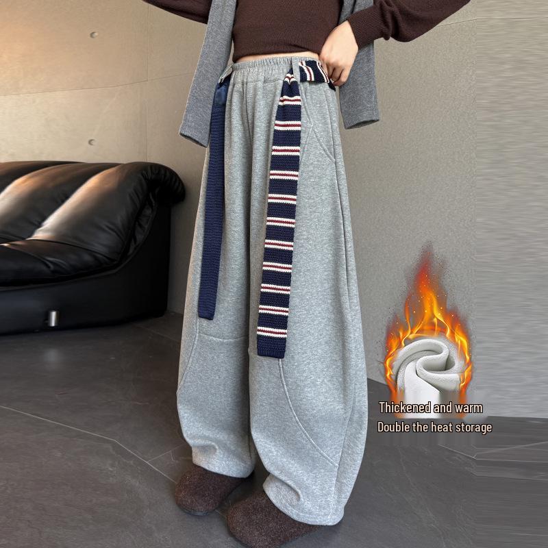 

2025 Autumn/Winter Girls Fleece-Lined Scimitar Sweatpants - Thick, Warm Sports Pants for Big Kids 140 cm