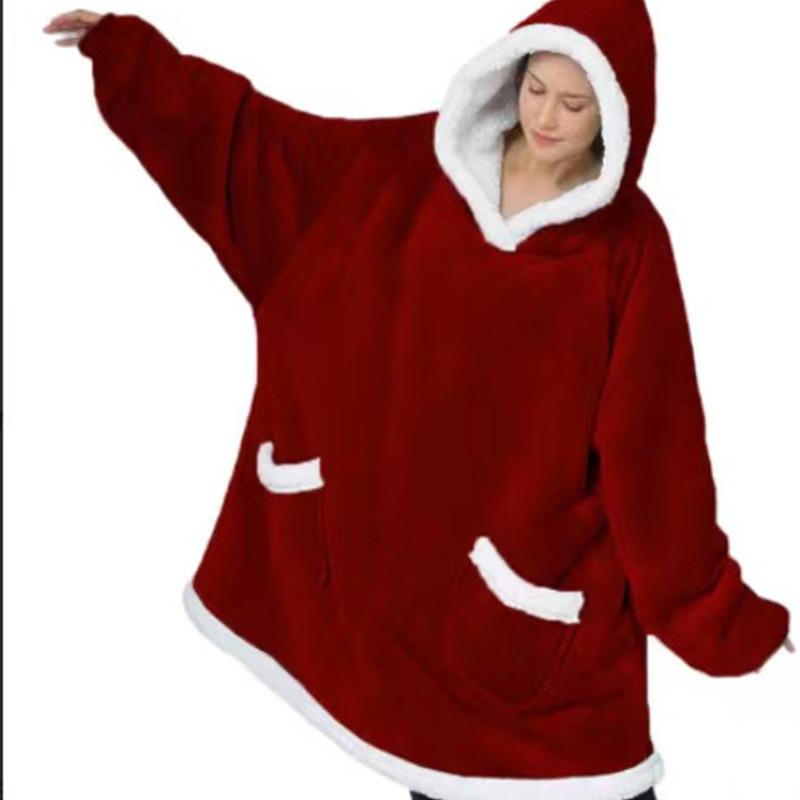 Cozy Hooded TV Blanket Pullover: Fleece Pajama Robe for Outdoor Cold Protection