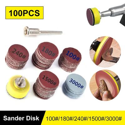 100pcs 1-Inch Sanding Disc Set - Aluminum Oxide Abrasive Paper for Dremel Tools, Medium Grit Polishing Pads