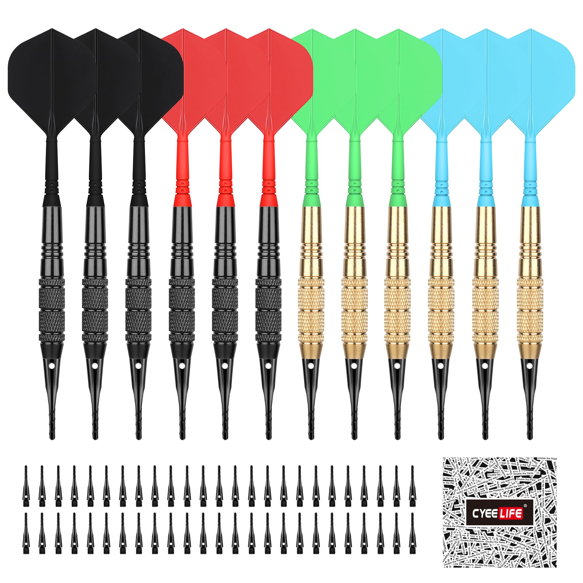

CyeeLife Plastic Tip Darts – 12-Point Darts for Electronic Dartboards, 18g