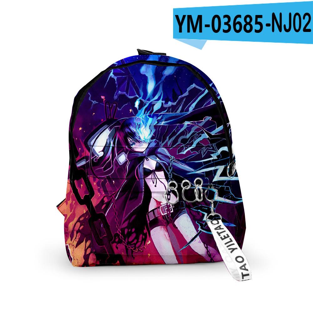 Trendy Youthful Black Rock Shooter School Bags Notebook Backpacks 3D Print Oxford Waterproof Key Chain Small Travel Bags