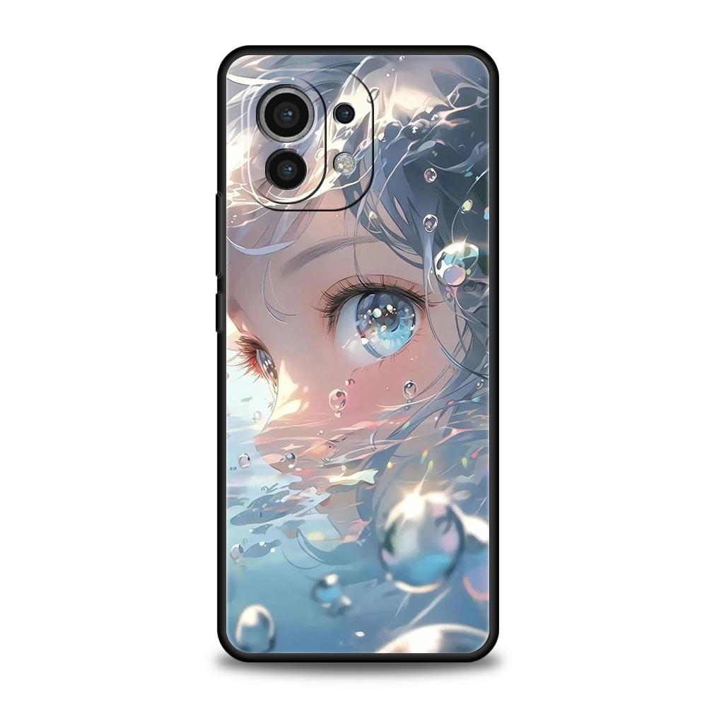 Cartoon Cute Eyes Art Phone Case For Xiaomi 14 13 12 11 Lite 13T 12T 11T Pro 9T Mi Poco X6 X5 M3 X3 Pro F5 F4 F3 5G Black Cover