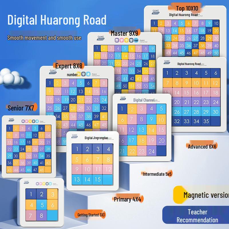 Magnetic Digital Huarong Road Color Puzzle: Educational Thinking Development Game for 3x4x5x6 Grids