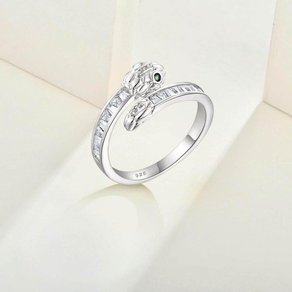 925 Sterling Silver Adjustable Snake Ring - Women's High-End Luxury Niche Design