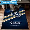 Custom Name Rams Team Spirit Rug Game Carpet, Floor Mat for Bedroom Living Room Entryway Rug, Home Decor Idea Gift for Christmas Birthday