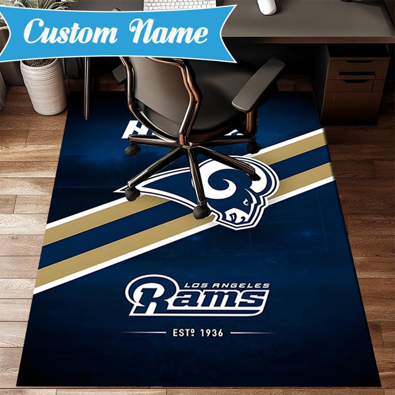 Custom Name Rams Team Spirit Rug Game Carpet, Floor Mat for Bedroom Living Room Entryway Rug, Home Decor Idea Gift for Christmas Birthday