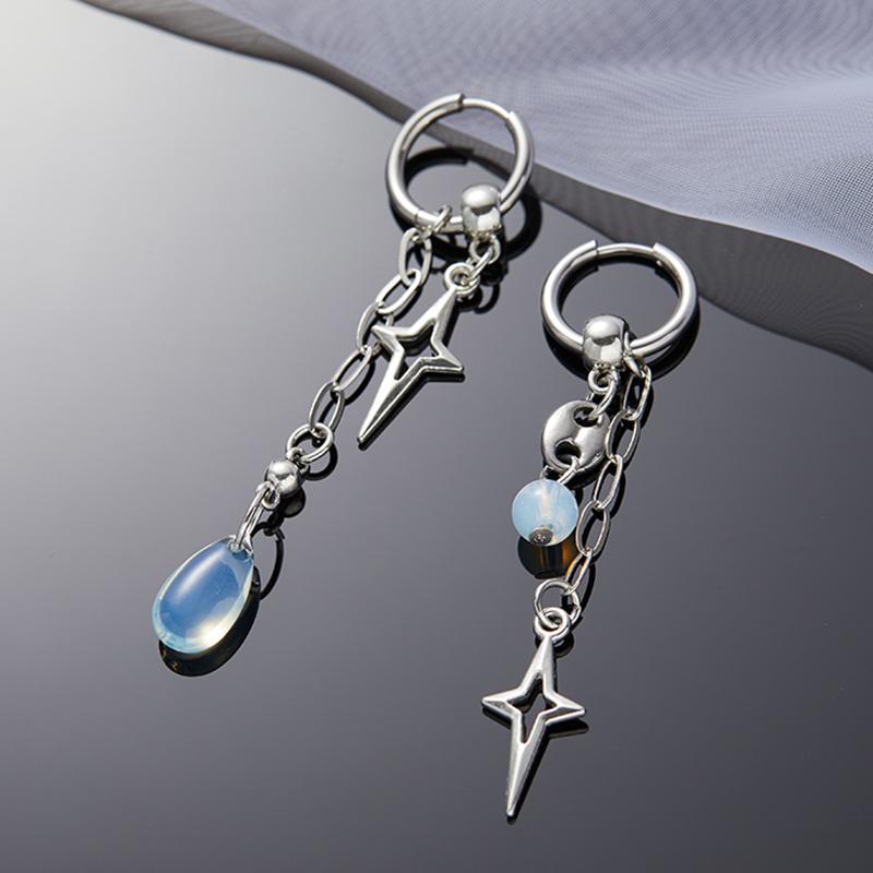 Gothic Rock Punk Cross Star Drop Long Earrings Women Men Hip Hop Party Jewelry Gift Y2K Korean Trend