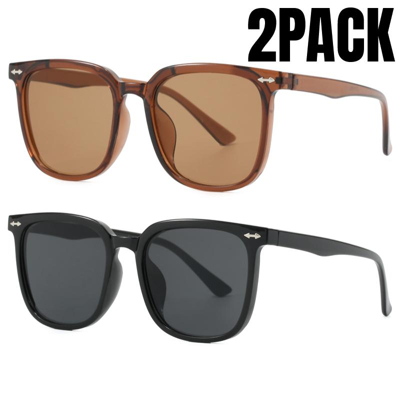 2PACK Fashion Travel Sunglasses Women Simple Sunshade Luxury Minimalist Design Square Frame Retro Men Eyeglasses Glasses Unisex