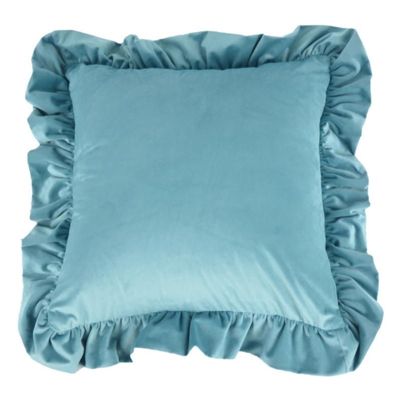 17.7In/19.7in Pillowcase Square Ruffled Pillow Sham Velvet Wrinkle Resistant Zippered Sofa Bedroom Decoration
