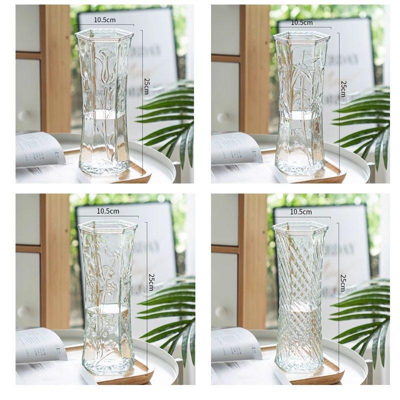 Элегантная Бамбуковая Стеклянная Ваза - Большая Прозрачная Шестиугольная Круглая Цветочная Декорация для Гостиной