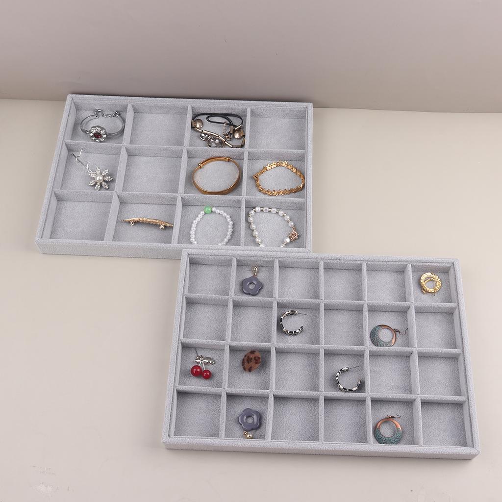 Schmuckdisplay aus Samt, stapelbar, exquisiter Schmuckhalter, tragbar, Organizer-Box für Ringe, Ohrringe und Halsketten