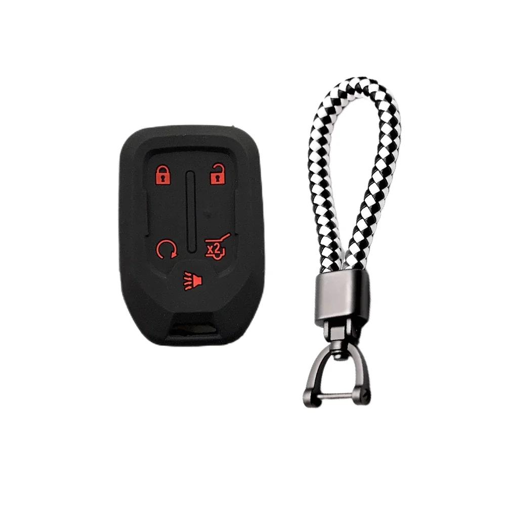 5 Buttons Silicone Car Key Case Skin Protector Cover for Chevrolet Tahoe Silverado Suburban GMC Terrain Acadia YUKON XL Sierra