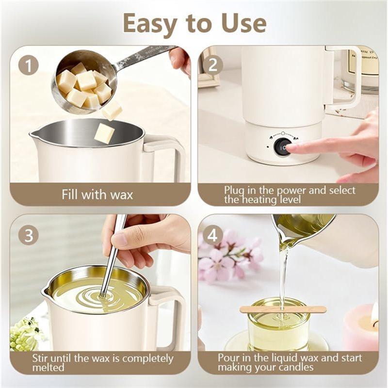 Premium-Thermometer Included Electric Wax Melting Pot Kit, 800ML Capacity For DIY For Candles Making, UK Power Supply UK PLUG Me