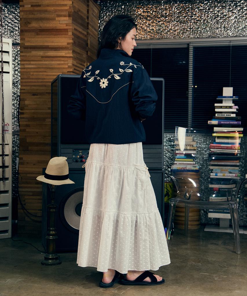 Priter Eyelet Ruffle Maxi Skirt White_F251Sk05