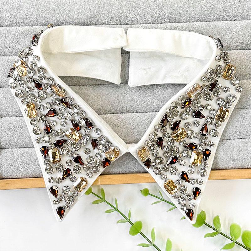 Eleganter abnehmbarer Kragen aus Diamantkristall für Damen, falscher Schal, Schulterwickel, Revers, modisches Accessoire für Damen