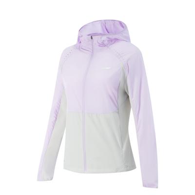 Jaqueta Corta-vento Leve com Capuz e Blocos de Cor Li Ning para Mulheres AFDV248-6