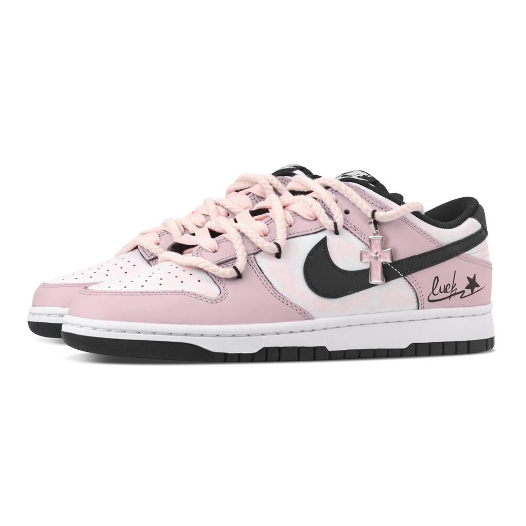 Nike Dunk Lucky Star Heart Box Abrasion Resistant Low Top Skateboard Shoes Unisex Black Pink DD1391-100(Team459--)