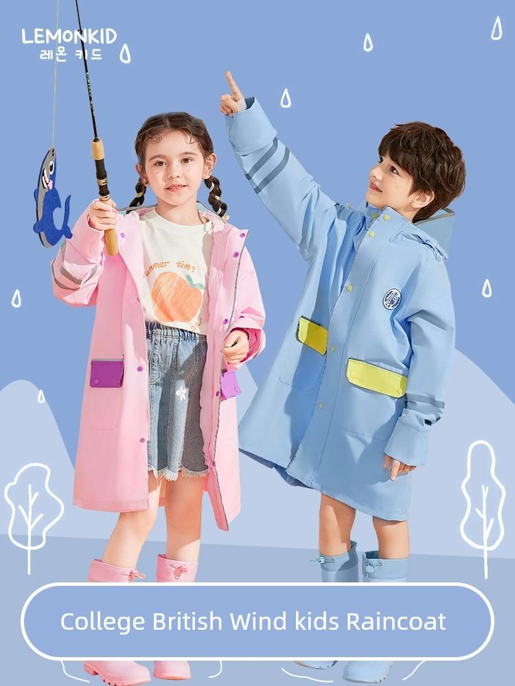 Kids Raincoat Boys and Girls 10-Year-Old Primary and Secondary School Students Special School Bag Seat Poncho Baby First Grade Male