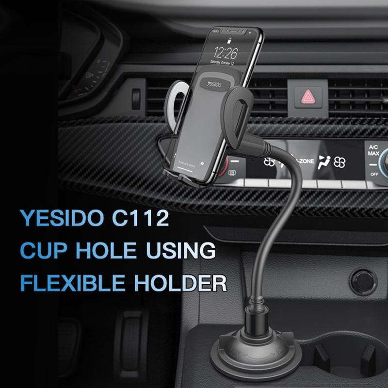 

YESIDO C112 Flexible Arm 360 Degree Rotation Car Cup Holder Mobile Phone Bracket with Air Vent Clip Type A