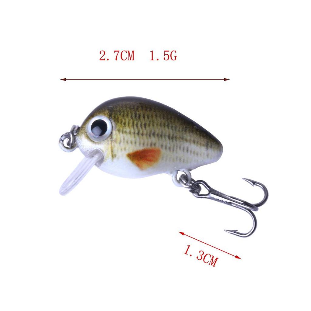 5pcs Fishing Lure Mini Crankbait Floating Wobbler Fishing Hook Set with Fishing Tackle Box
