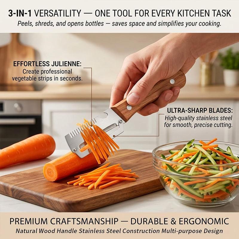 2PC Set Kitchen Peeler Stainless Steel Vegetable Peeler Wooden Handle For Peeling And Slicing Fruits And Vegetables Kitchen Tool