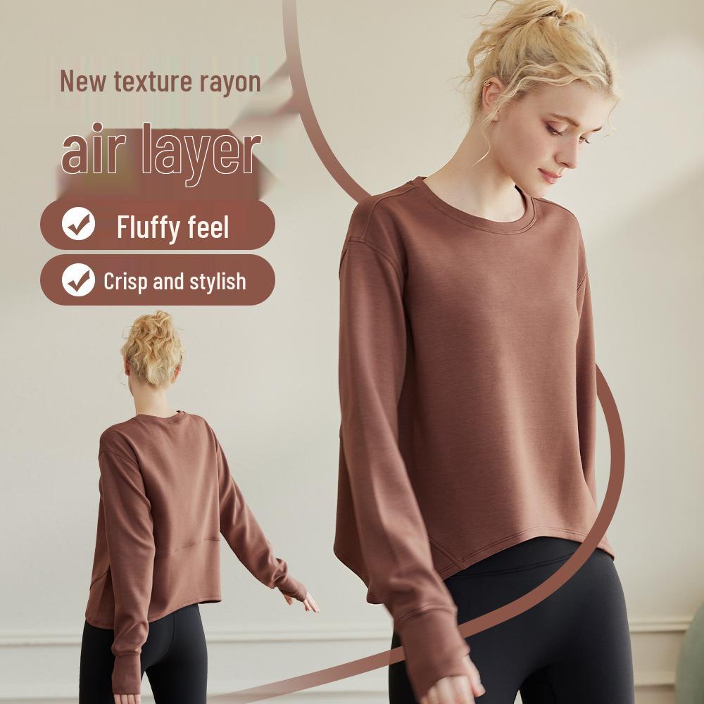 

Women s Lazy Sporty Loose Fit Warm Round Neck Long Sleeve Top Medium