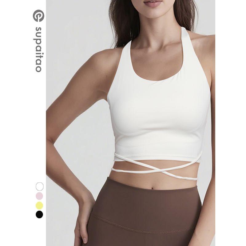 Clearance Non-Exchangeable Non-Returnable] Beauty Back Slim-Fit Lace Up Yoga Vest Running Workout Underwear Outwear Sports Tops Female Summer