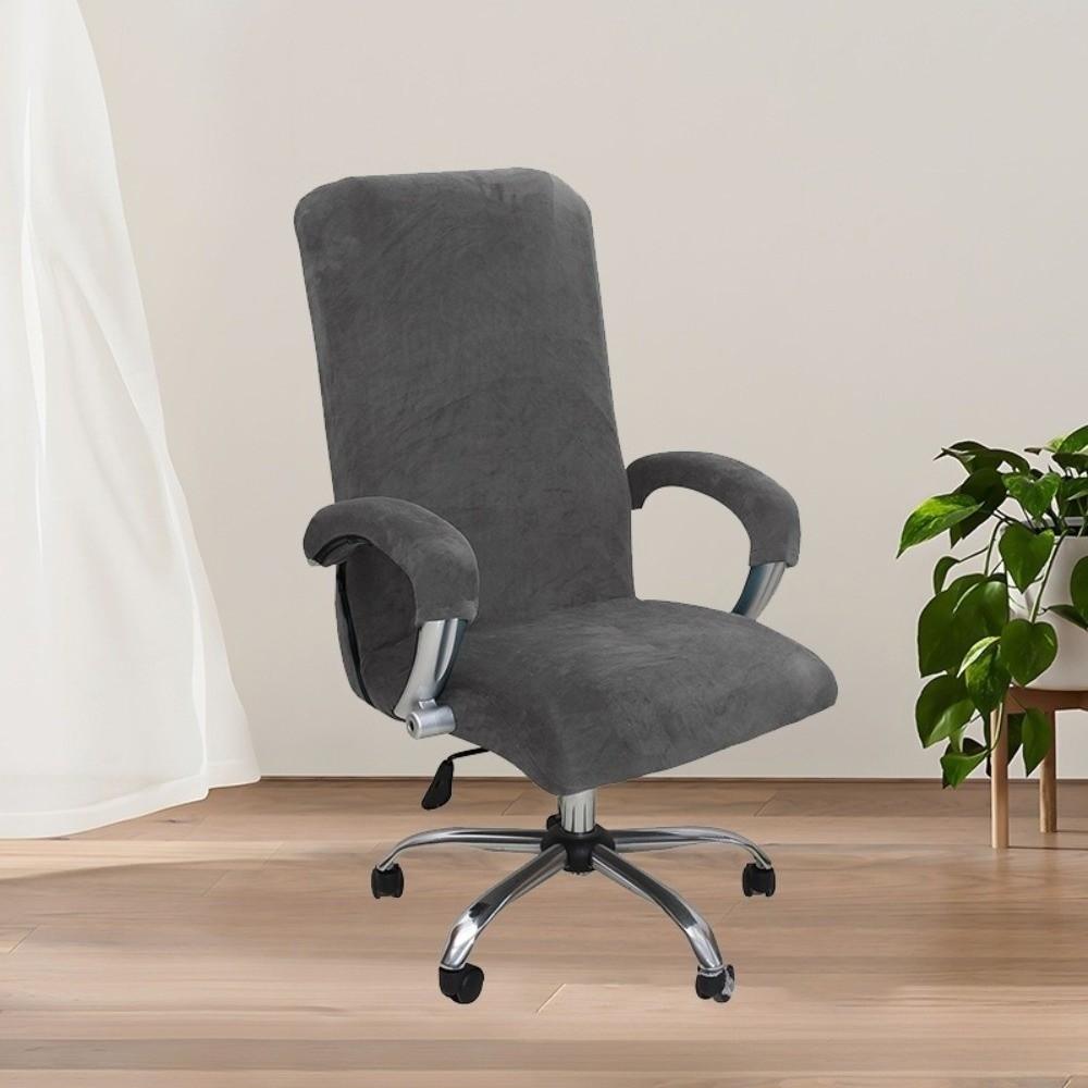 1Set Durable Velvet Chair Cover Thickened Removable Seat Cover Dustproof Solid Color Armchair Slipcover L серый