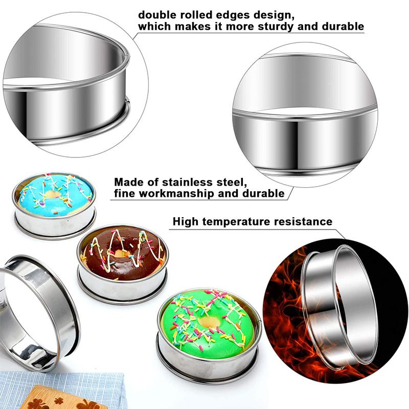 LMETJMA 6Pcs 10.5cm English Muffin Rings Crumpet Rings Double Rolled Tart Ring Stainless Steel Muffin Tart Rings Mold JT169