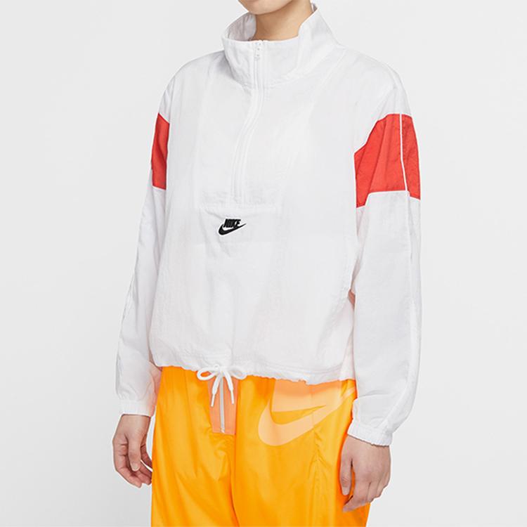 Nike Sportswear Heritage Woven Logo Jacket Women Jackets White Red CJ2362-100