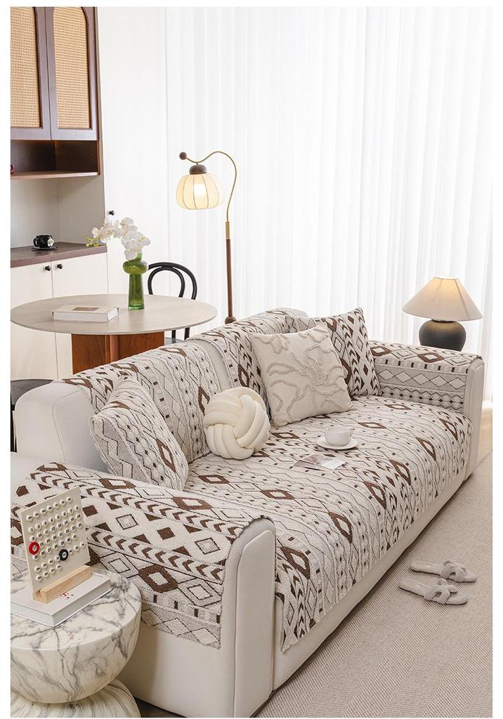 European Half-Pile Velvet Sofa Cushion | Winter Plush Non-Slip Seat Cover Protector