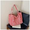 Striped Fashion Shoulder Bag Spring New Literary and Leisure Large-capacity Commuter Canvas Bag Bag