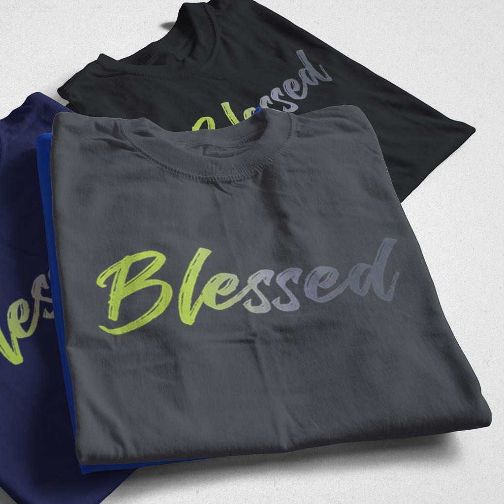 COOLMIND 100% Cotton Cool Blessed Print Men T Shirt Casual Loose Streetwear Men Tshirt o-neck Loose Tshirt Tee Shirts Tops