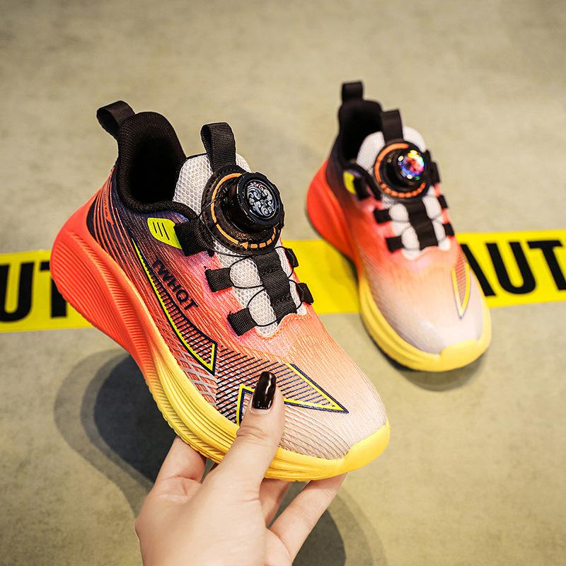 

Дышащие туфли с вращающейся пряжкой для мальчиков, детская спортивная обувь на весну и осень, амортизирующая, легкая, для бега для мальчиков среднего и старшего возраста 40