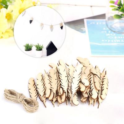 50pcs Blank Wood Slices Wooden Craft Tags Feather Wood Feather Cutouts Wood Slices  Wall Decoration