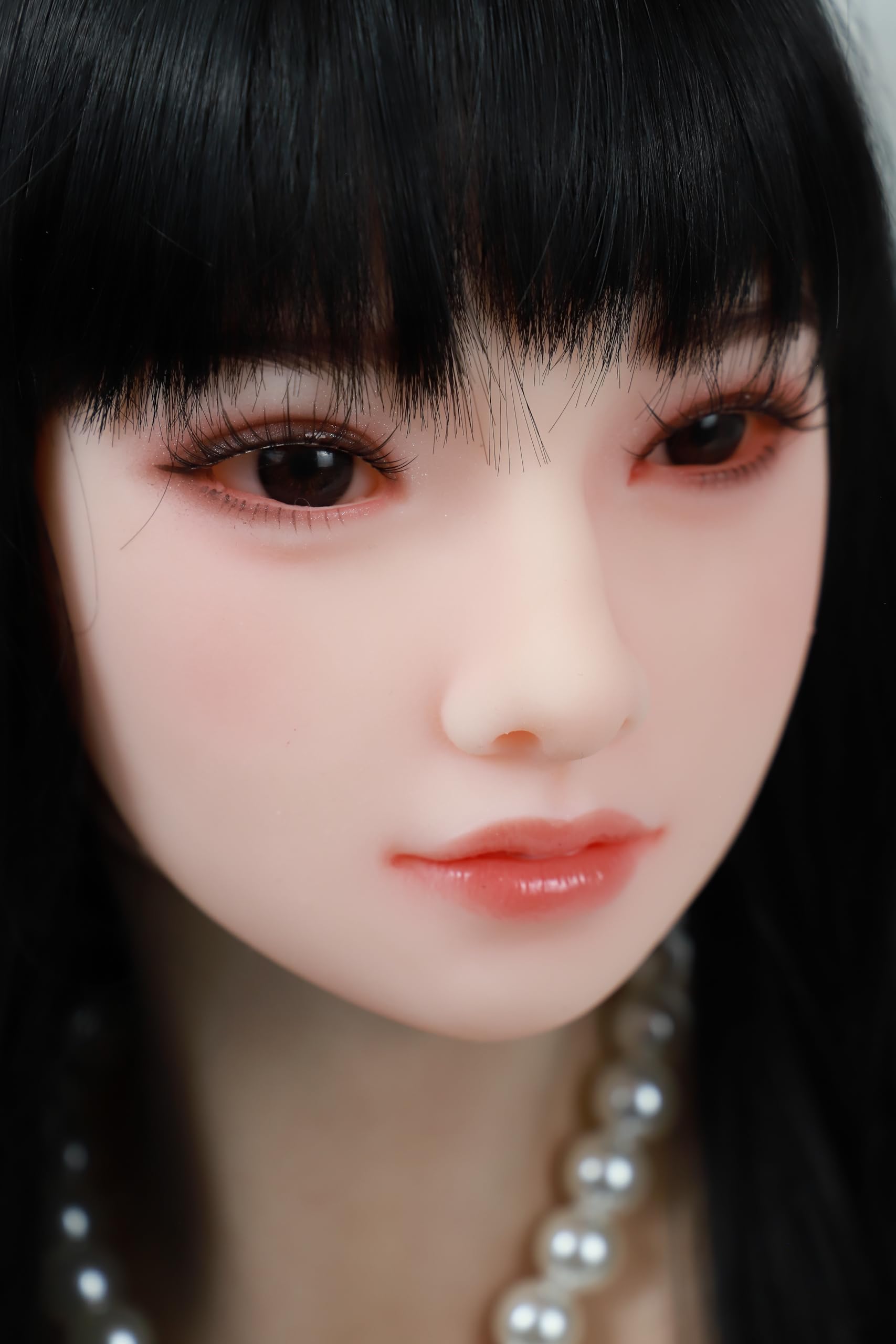 

Figure Head Only High Quality TPE Head Head Only Wig Type 2 Types of Connection Wig Type Black Hair #288-Long