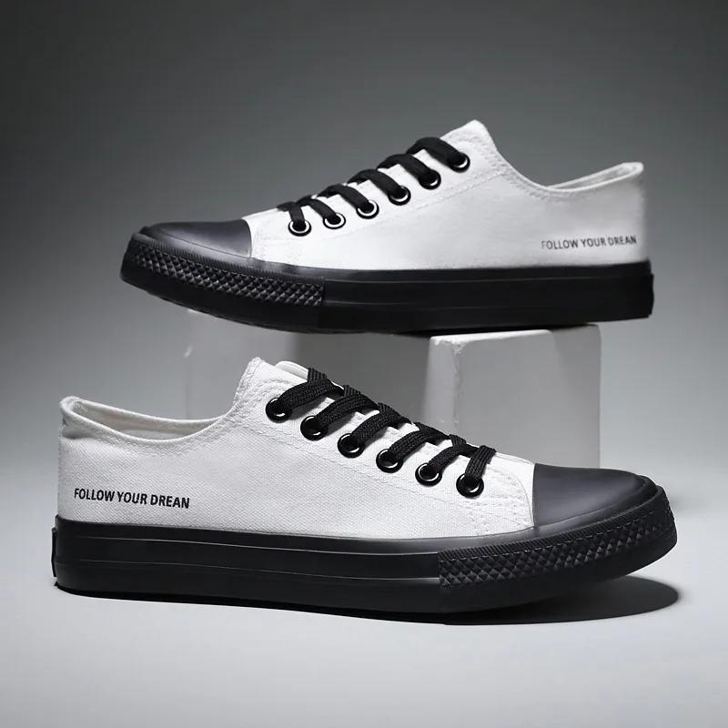 Jarní Podzimní Prodyšné Černé Plátěné Boty pro Muže Módní Tenisky Ležérní Ploché Šněrovací Vulkanizované Boty Luxusní Tenis Masculino