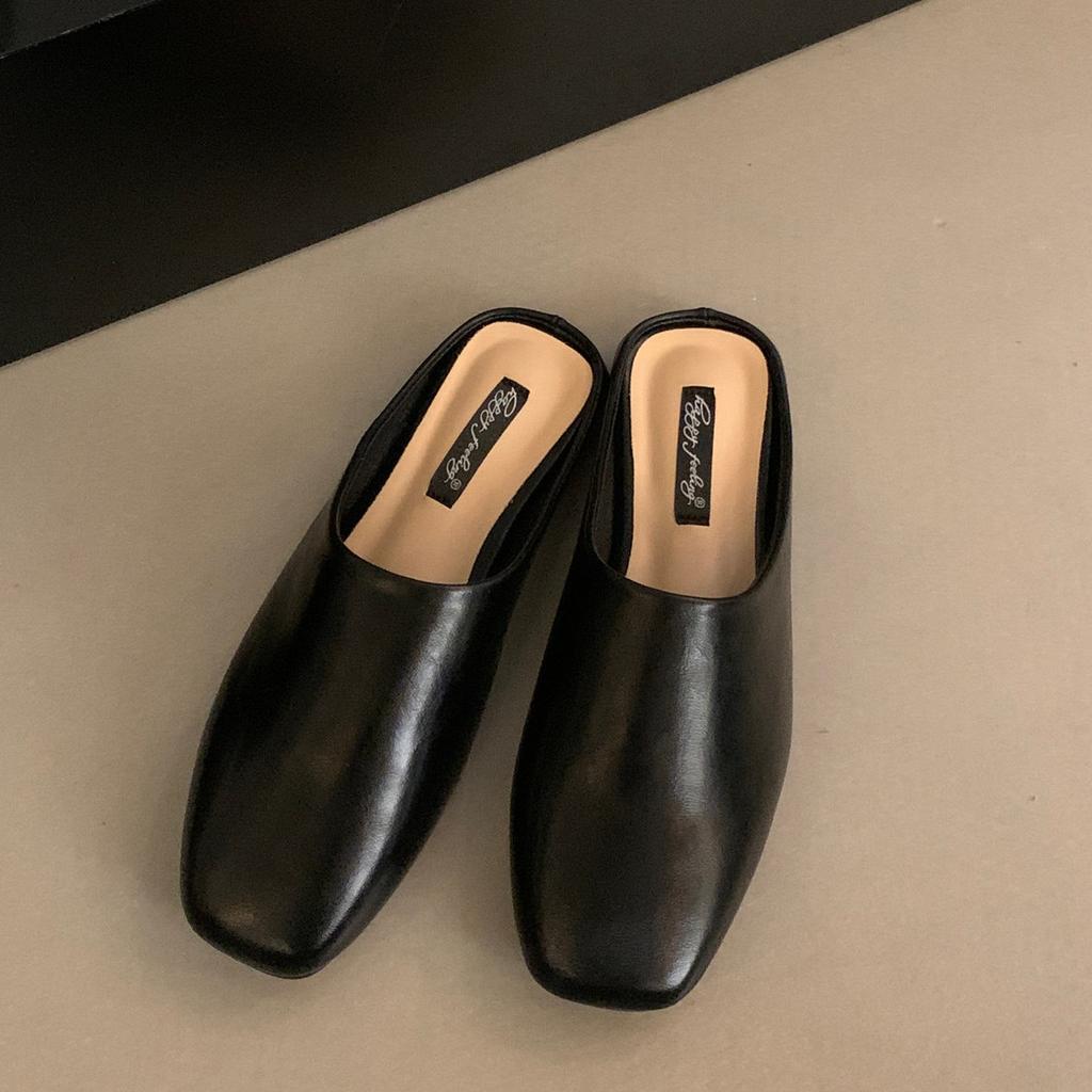 Bailamos Brand Women  Slippers Square Toe Sandals Mules Slippers Slides Women Simple Slippers Comfortable Office Mule Shoes Muje