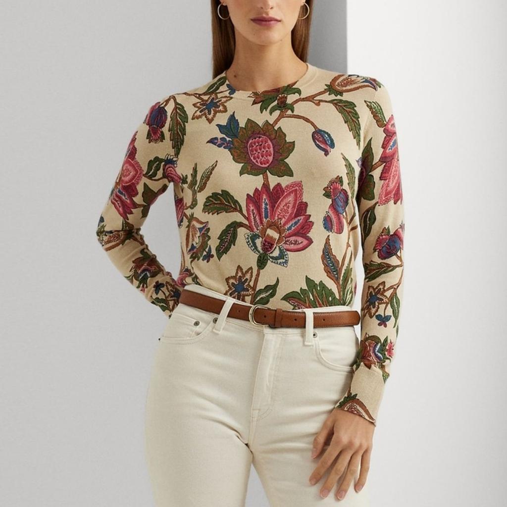 Polo Ralph Lauren SS24 Floral Pattern Pullover Slim Fit Long Sleeve Knit Sweater Women sweater Multicolor WMLRSWES6820620-100