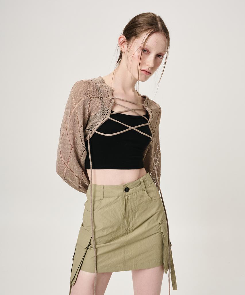 Etmont Strap Cargo Mini Skirt, Khaki