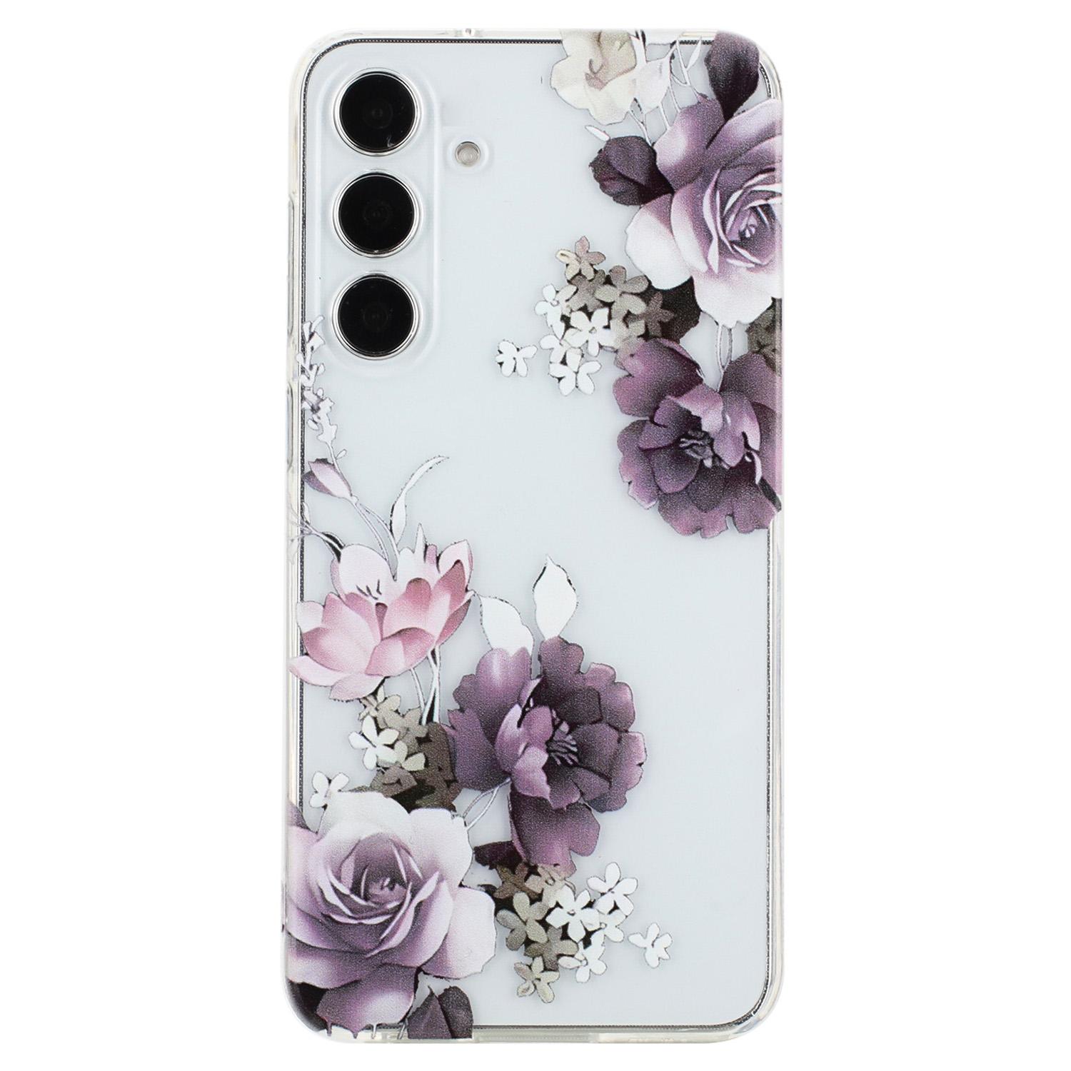 

For Samsung Galaxy S24 FE Case Pattern Printing TPU Phone Cover Clear Edge Peony Flower