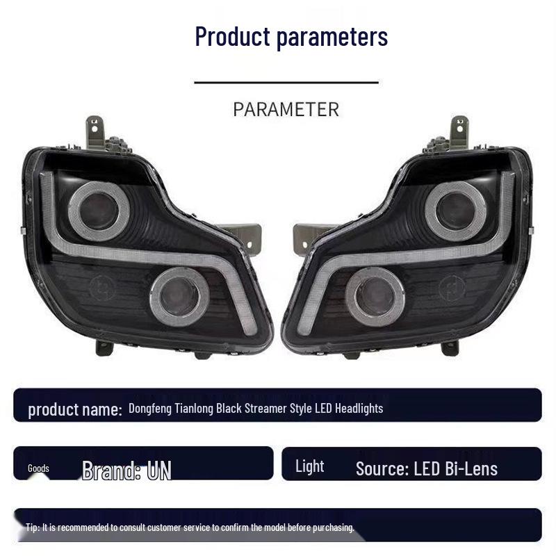 LED Super Bright Hercules Dual Lens Headlight Assembly with Daytime Running Lights & Turn Signal for Dongfeng Tianlong.