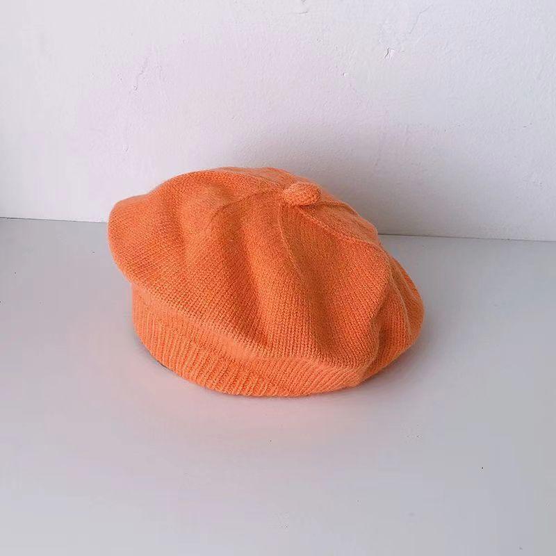 Spring and Autumn Korean Style Candy Colored Versatile Knitted Beret for Boys and Girls Children's Trendy Casual Woolen Hat