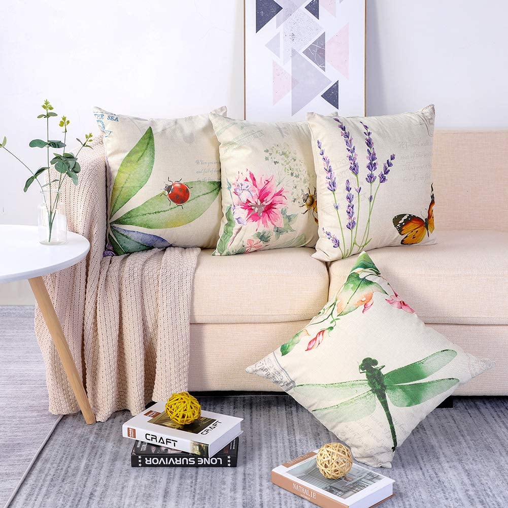 Dragonfly/Butterfly Cushion Cover, Linen Pillowcase Decoration For Living Room Sofa Car Bedroom Home Decor 40X40 50X50 60X60