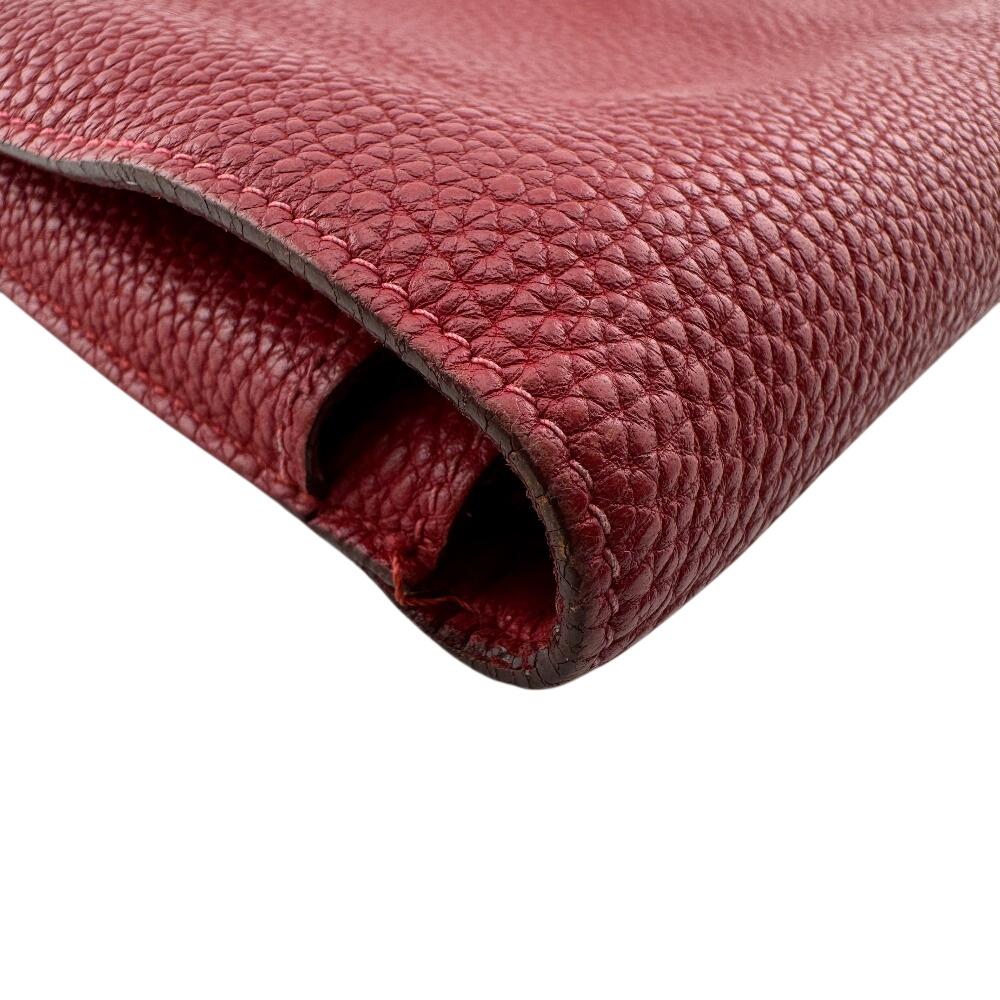 HERMES Bifold Wallet Taurillon Clemence Dogon GM Purse Red Taurillon Clemence Used