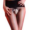 Huile Brillante Entrejambe Ouvert Avec Perle Collant Sexy pour Femmes Transparent Soyeux Collants Taille Haute